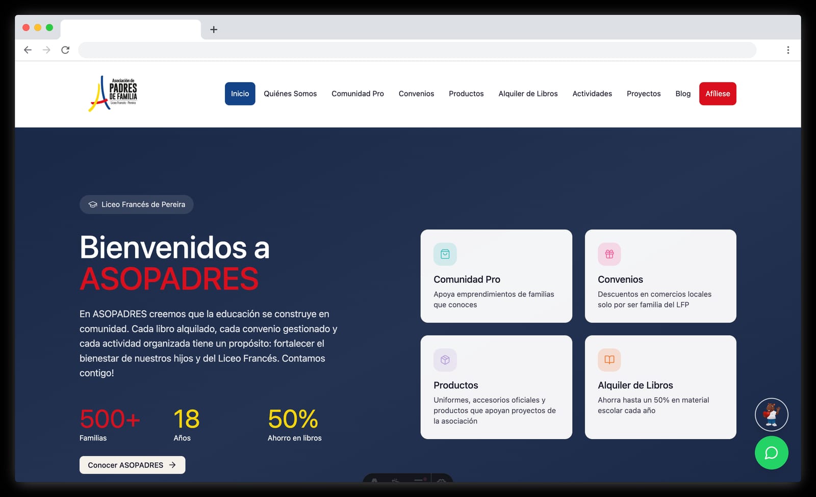 Sitio web ASOPADRES - Inicio